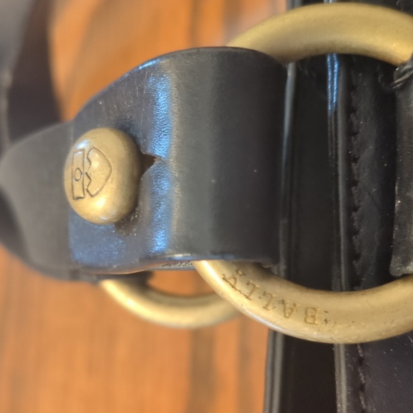 Bally Vintage Black Leather Tote Bag Classic Gold Hardware Clean Inside - Picture 3 of 9